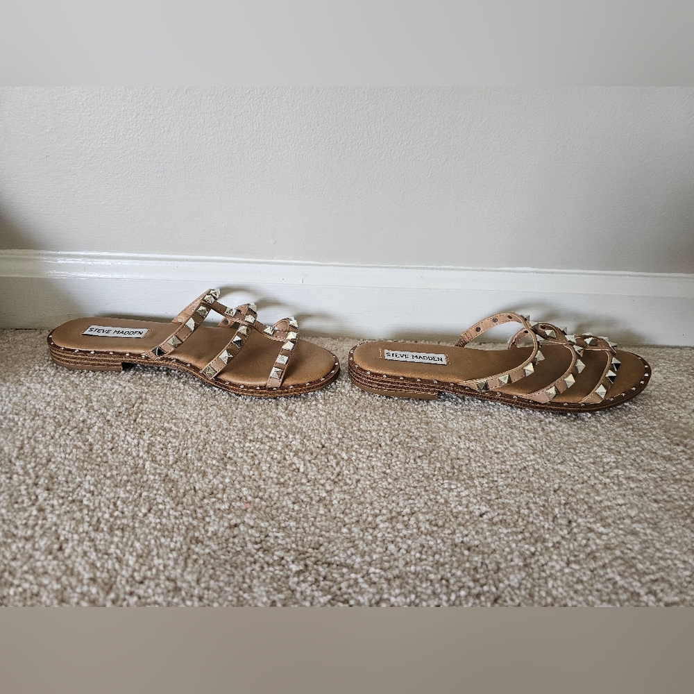 Steve Madden Tan Silver Embellished Sandals Size‎ 7 - Picture 4 of 5